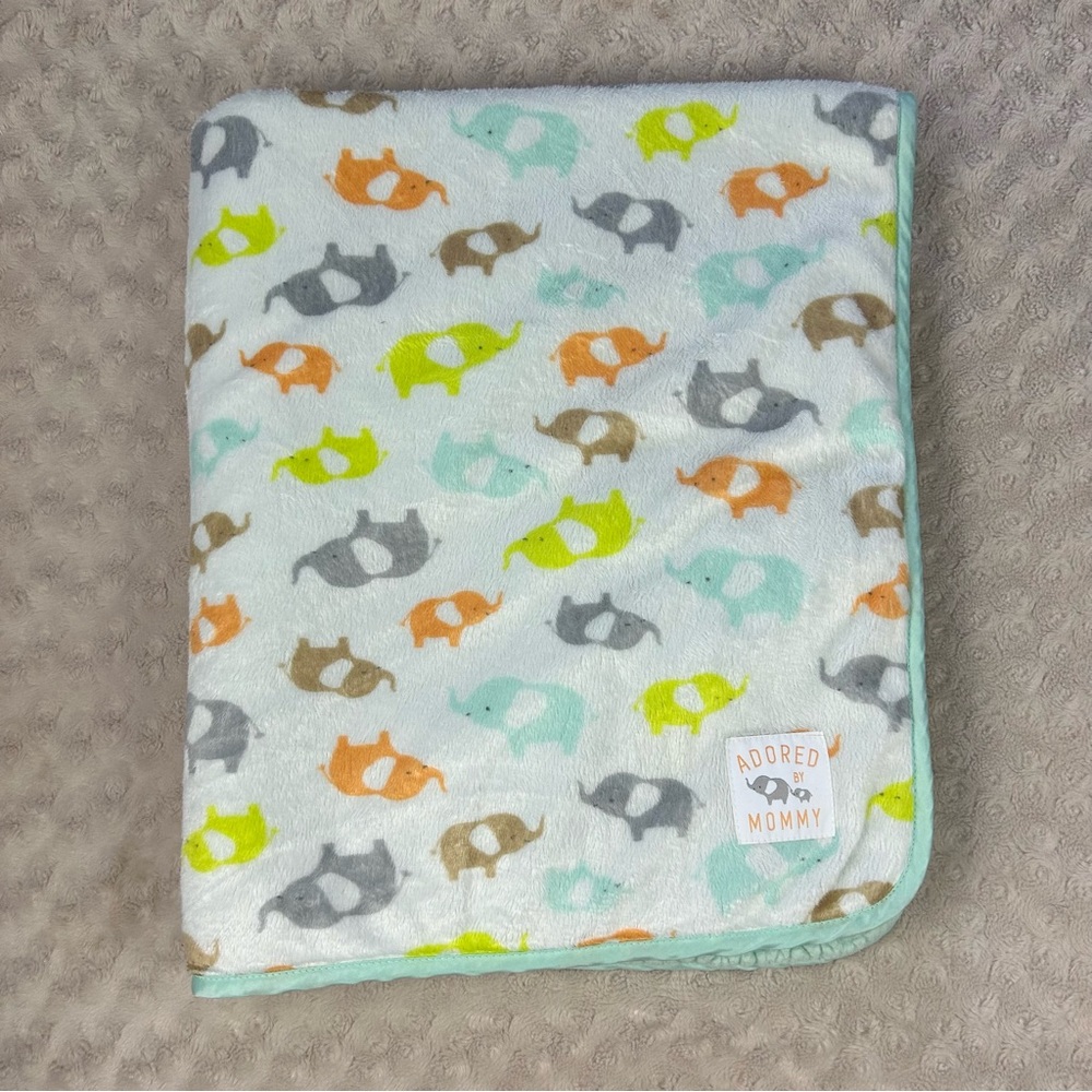 Child of Mine by Carter's Adored by Mommy Elephants Baby Blanket Mint Green